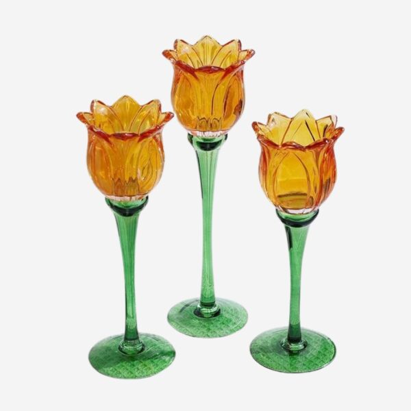 Orange Tulips Votive Candle Holders-B0DRFK6M53