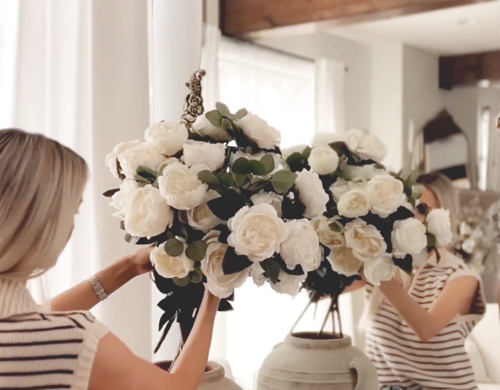 White Roses and Eucalyptus Stems