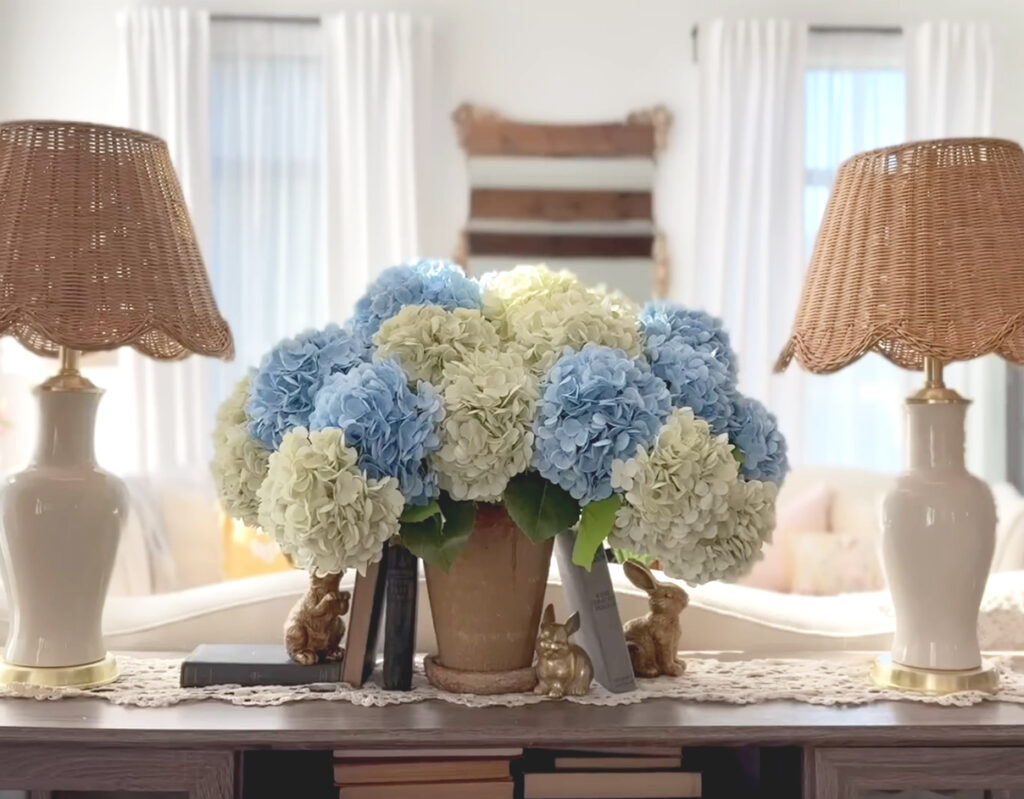Blue and white hydrangea