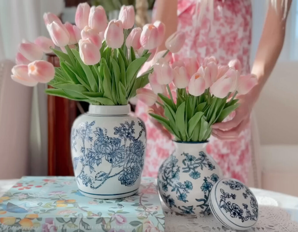 Artificial pink tulips