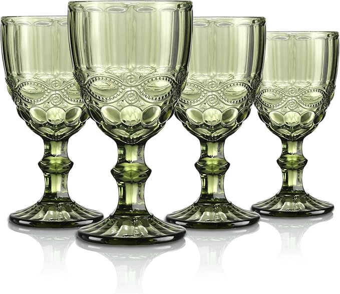 Joeyan Green Vintage Wine Glasses
