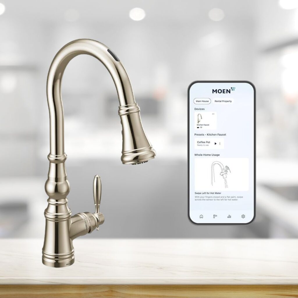 Moen Weymouth Polished Nickel Smart Faucet Touchless Pull-Down Sprayer Kitchen Faucet