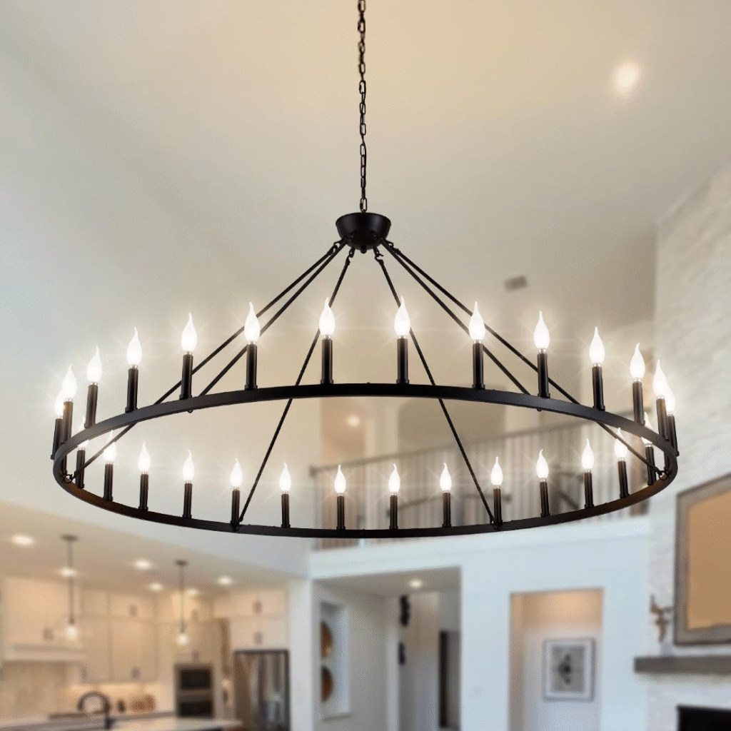 Wagon Wheel Chandelier Farmhouse light