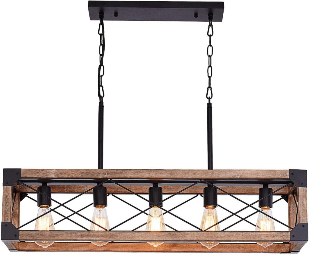 Linear Wood Grain Pendant Farmhouse style Light