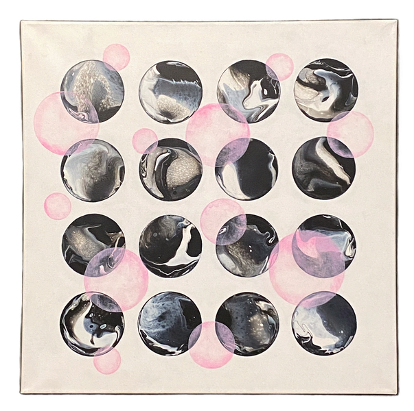 Kat Yew Black Orbs & Pink Bubbles