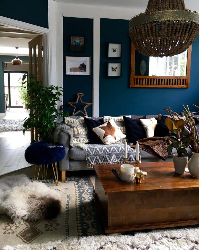 Indigo and soft grey decor