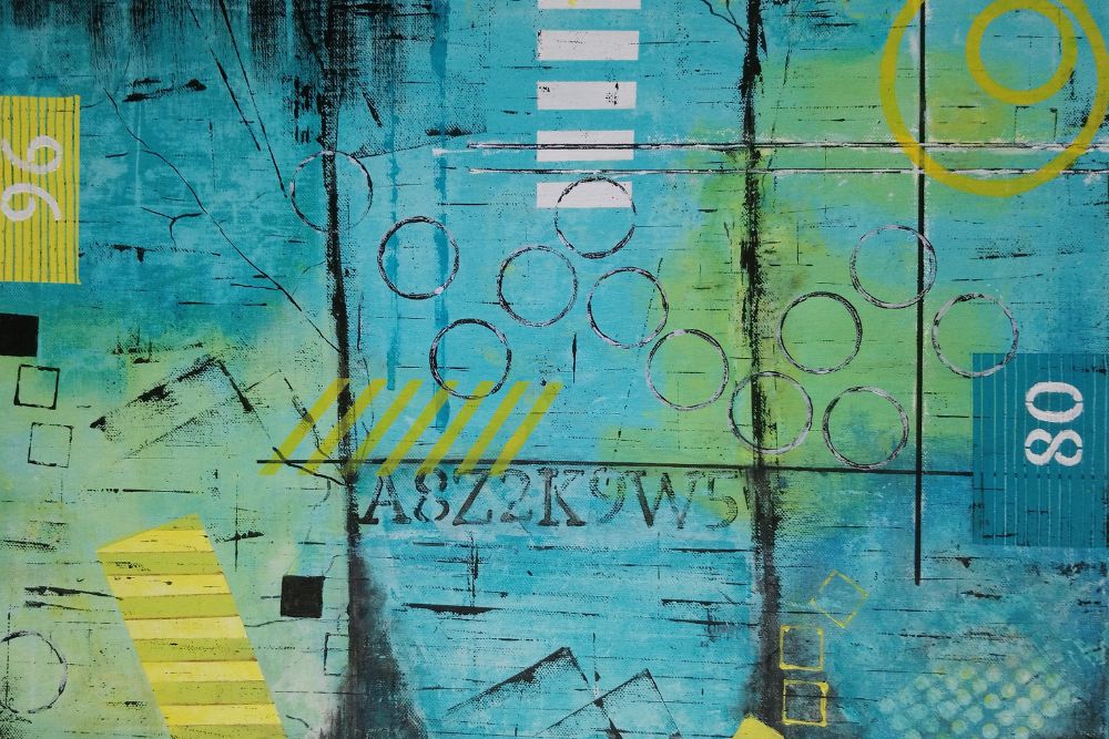 Mystery Code Abstract Art Painting by Kat Yew