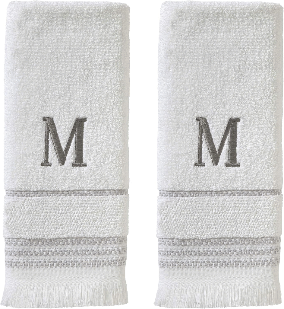 Monogram Hand Towels with Grey Embroidery