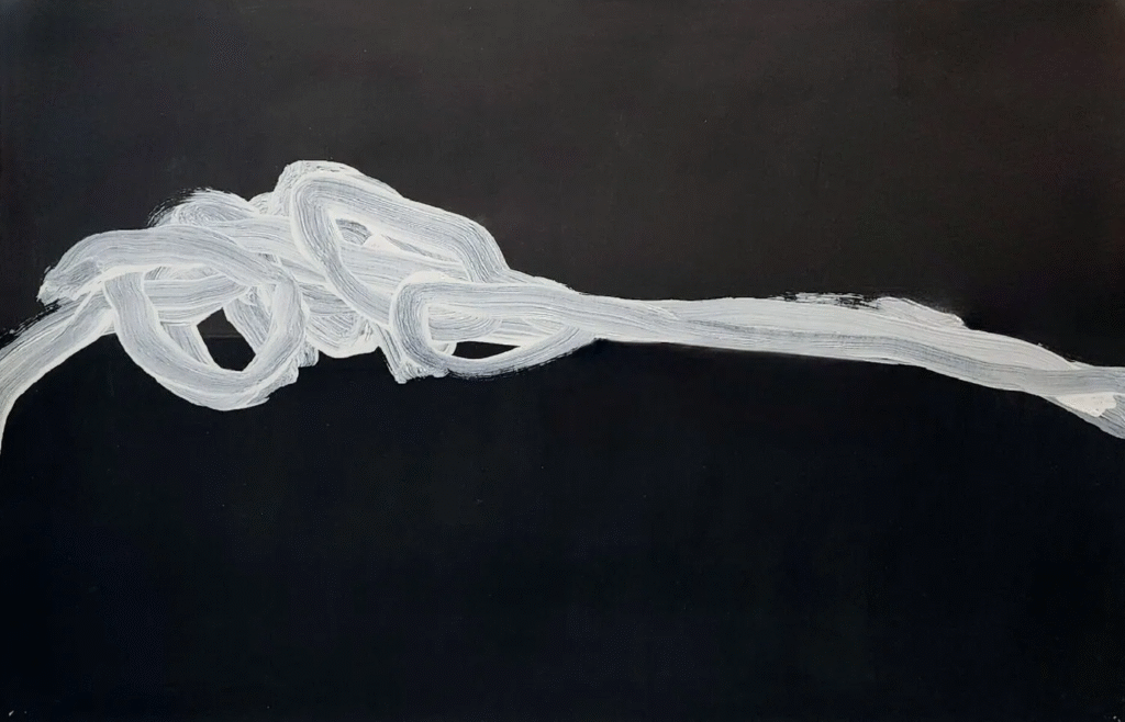 “Untitled (Black, White, Gestural Abstraction, Abstract, Minimal)” Abstract Art Painting by Sharon Laoden
