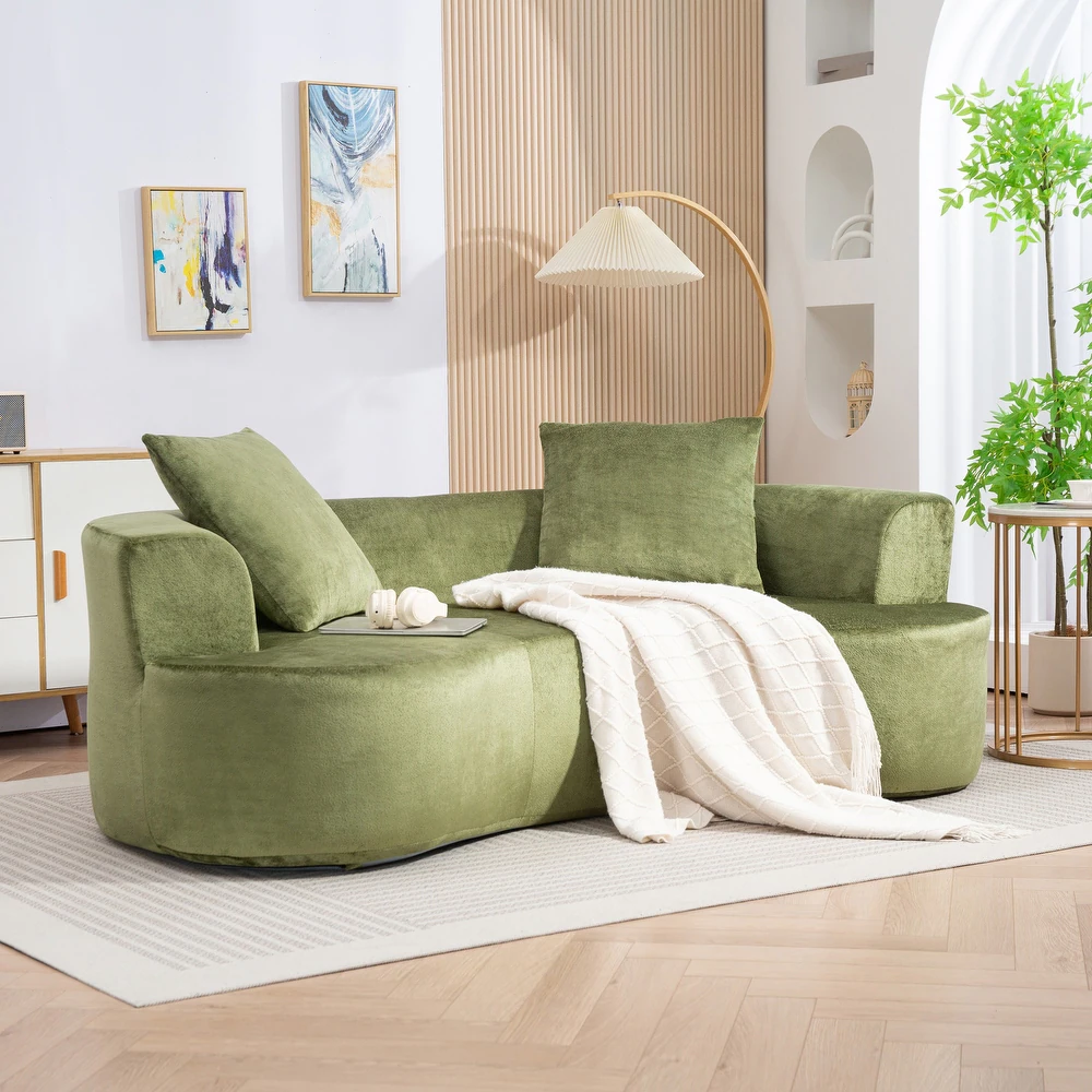 2-Seater Chenille Curved Sofa