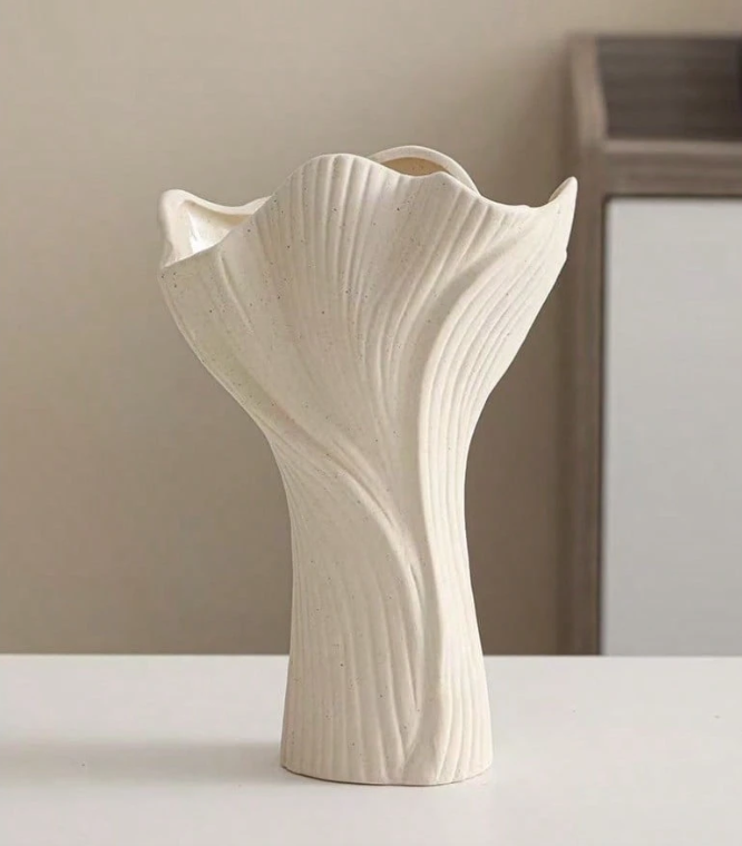Frosted White Ceramic Flower Vase