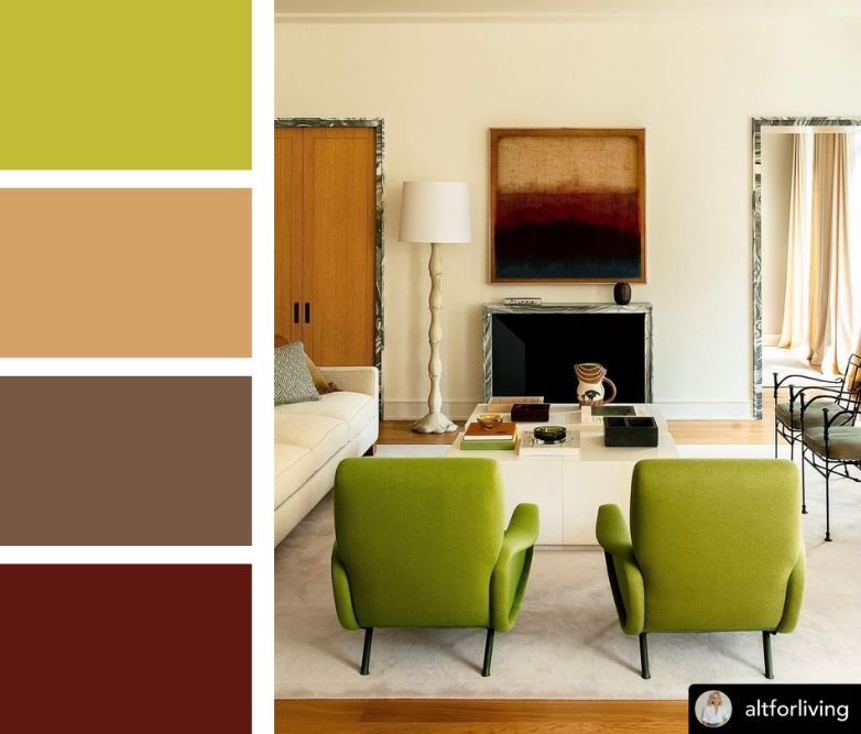 Bold Contrast: Lime Green Meets Warm Neutrals