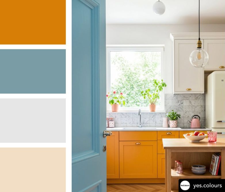 Playful Contrast: Orange and Baby Blue