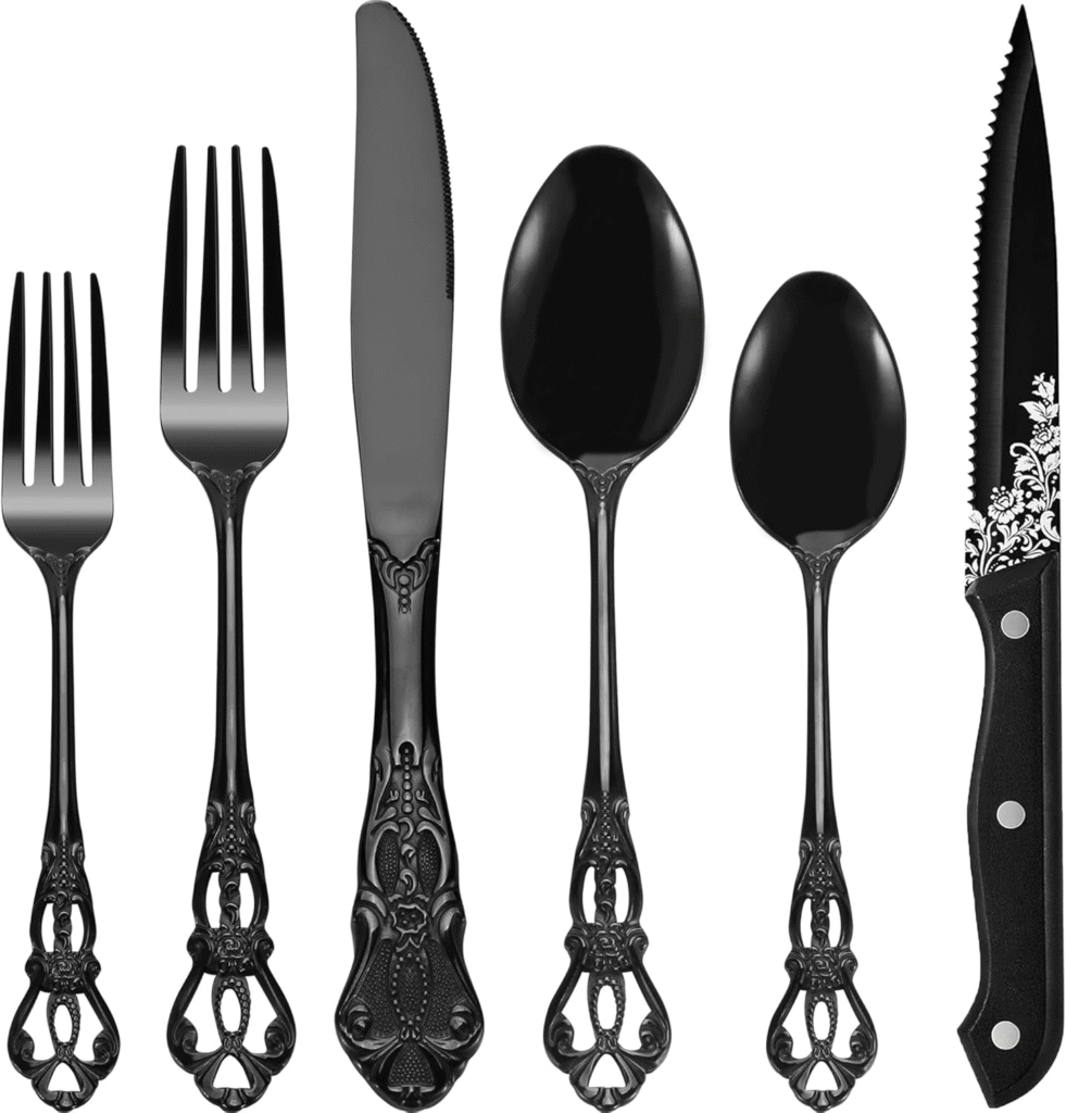 Black Stainless Steel Flatware Set