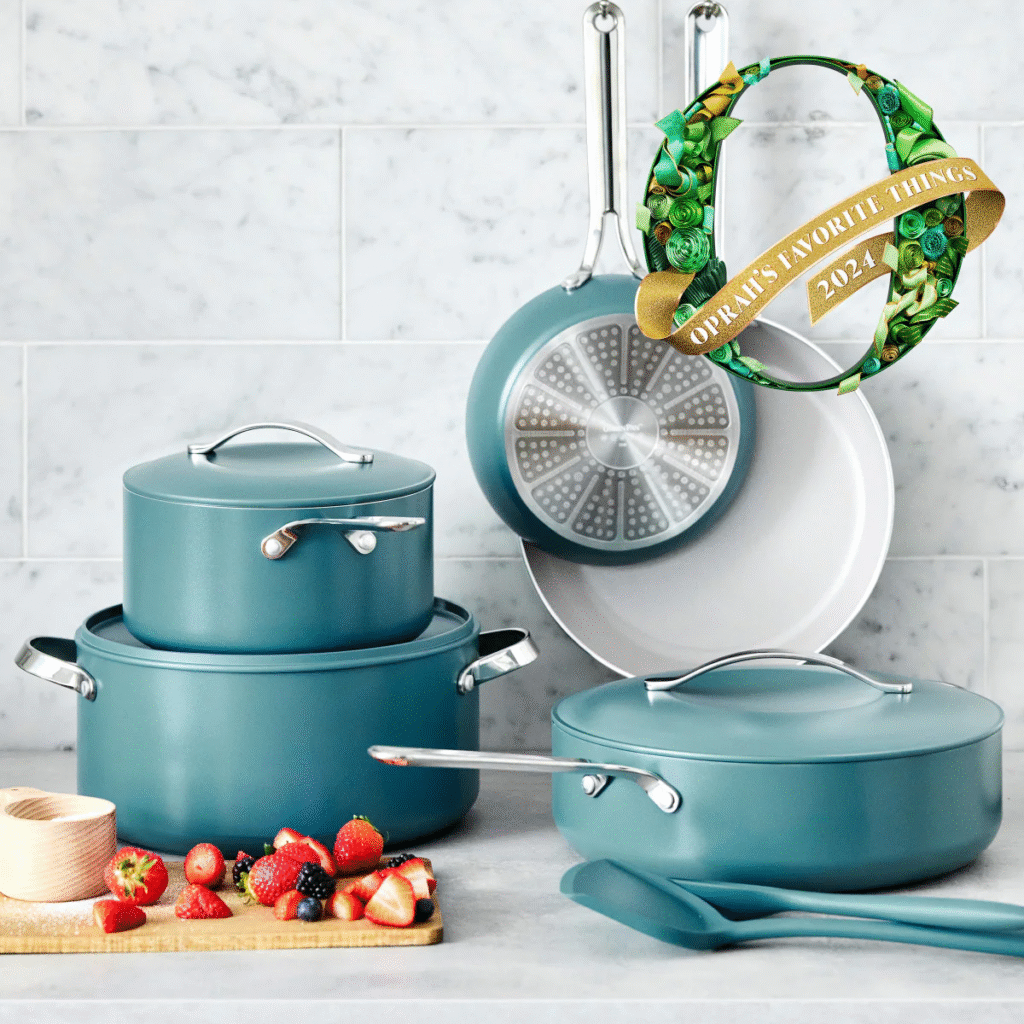 GreenPan Nova Ceramic Nonstick 10-Piece Cookware Set – Deep Teal (60% Off)