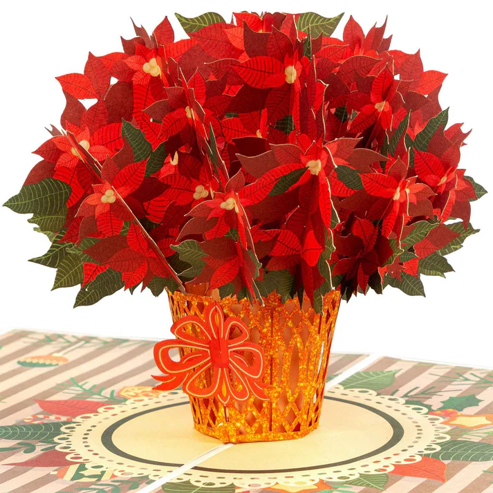 Poinsettias Plant Pop-Up Card