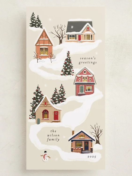 Snowy Neighbourhood Holiday Photo Card
