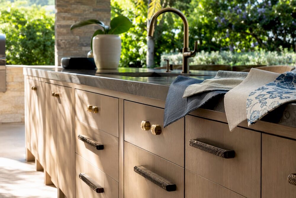 Close-up of 2026 kitchen hardware finishes