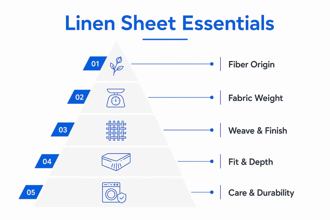 Infographic highlighting linen sheet key features