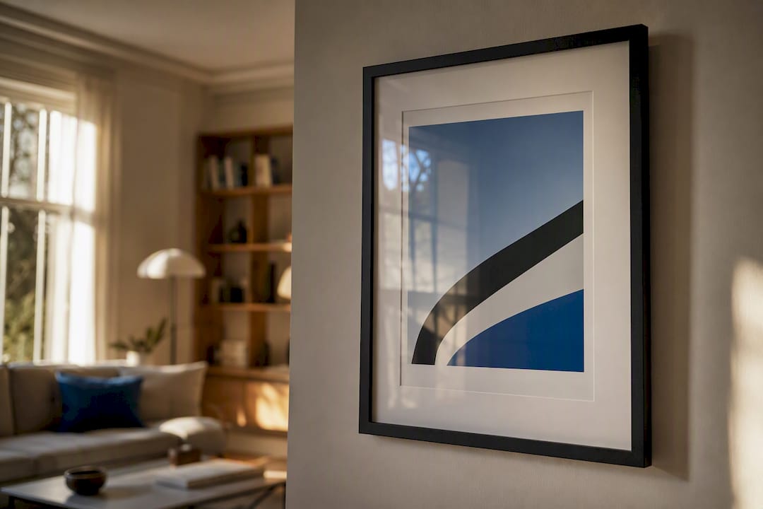 Gallery frame with wide mat close-up