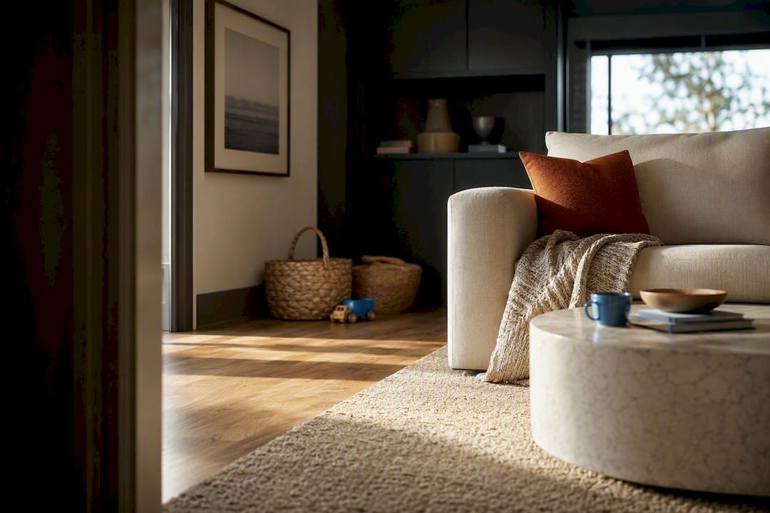 Layered family room designed for everyday living