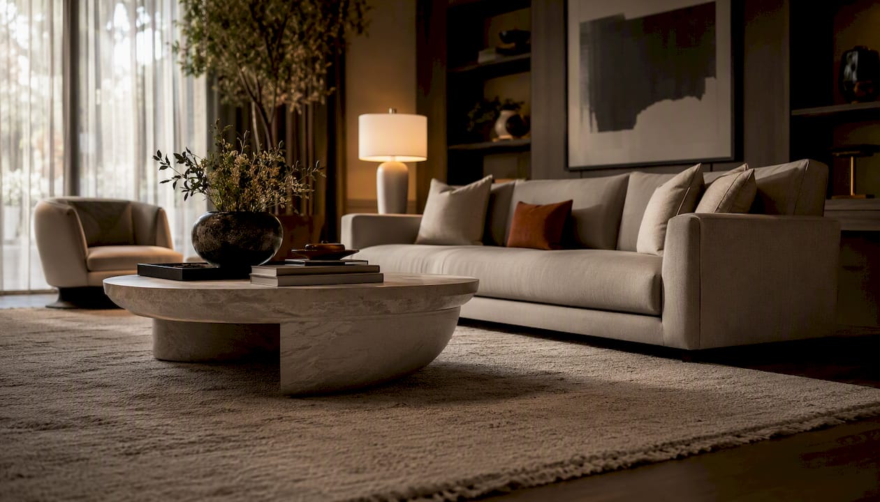 Refined living room with layered luxury details