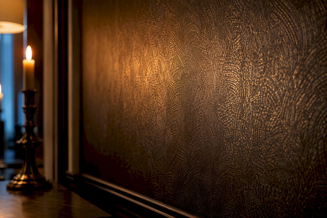 Textured wallpaper glowing beside candlelight