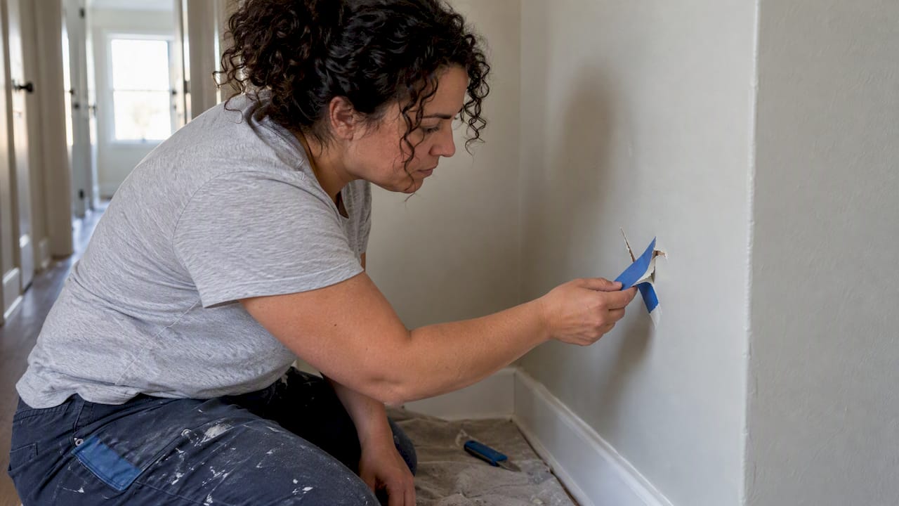 Painter’s tape testing painted wall adhesion