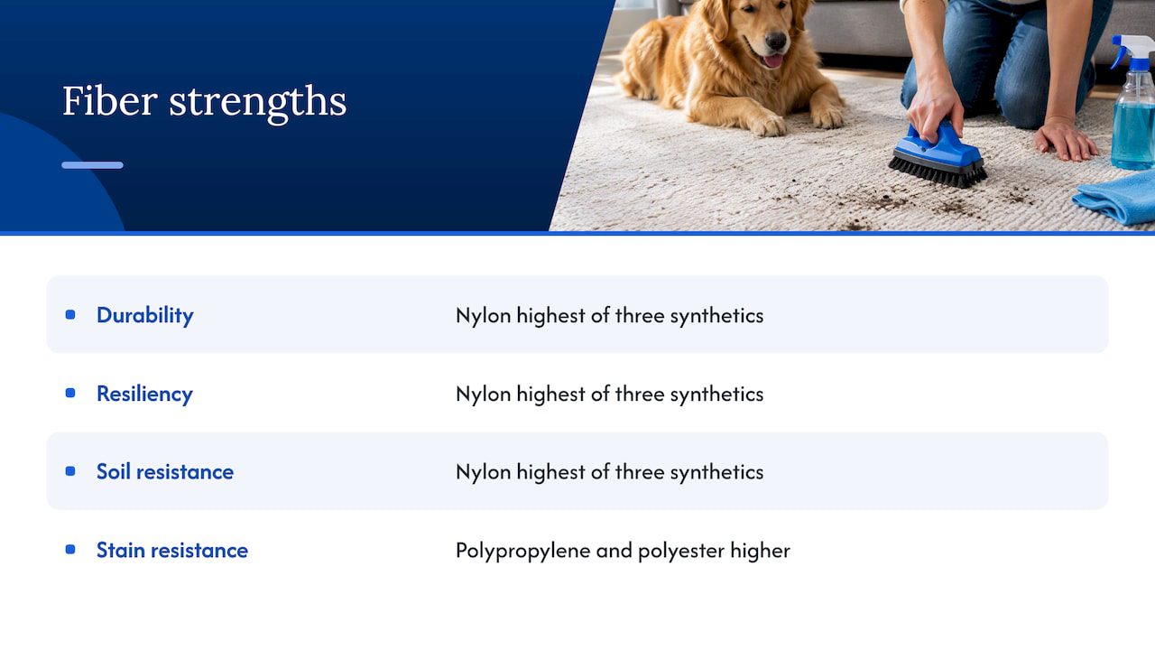 Comparison of three synthetic rug fibers